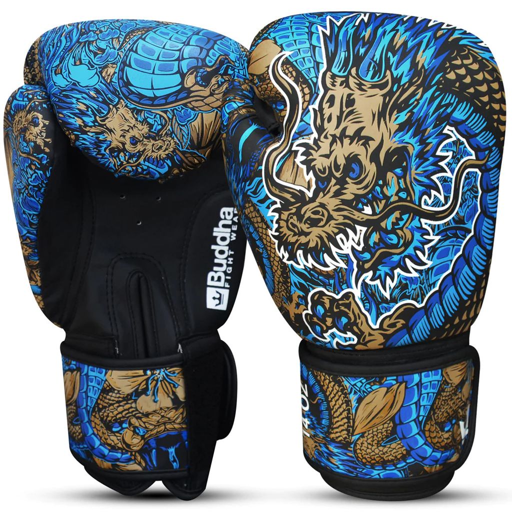 Buddha Fight Wear Boxhandschuhe Fantasy Dragon, blau