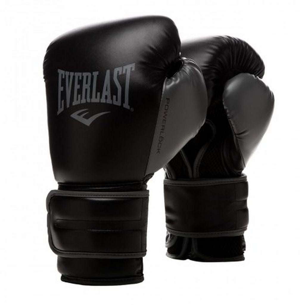 Everlast Boxhandschuhe Powerlock 2R Leather Training, schwarz-grau
