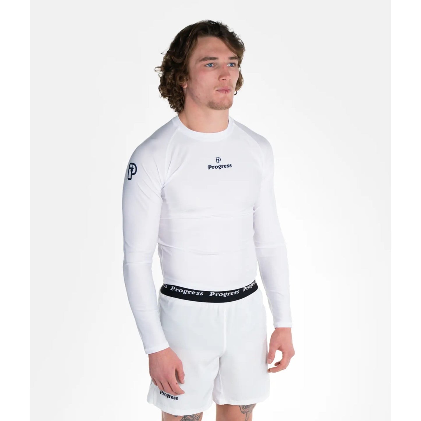 Progress Jiu Jitsu Rashguard LS Academy, weiss