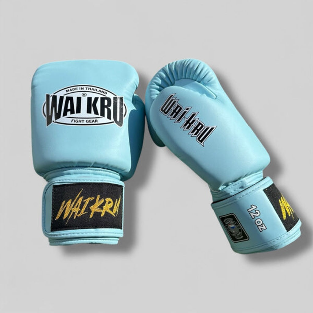 Wai Kru Boxhandschuhe BG-5 Semi Leather, celeste