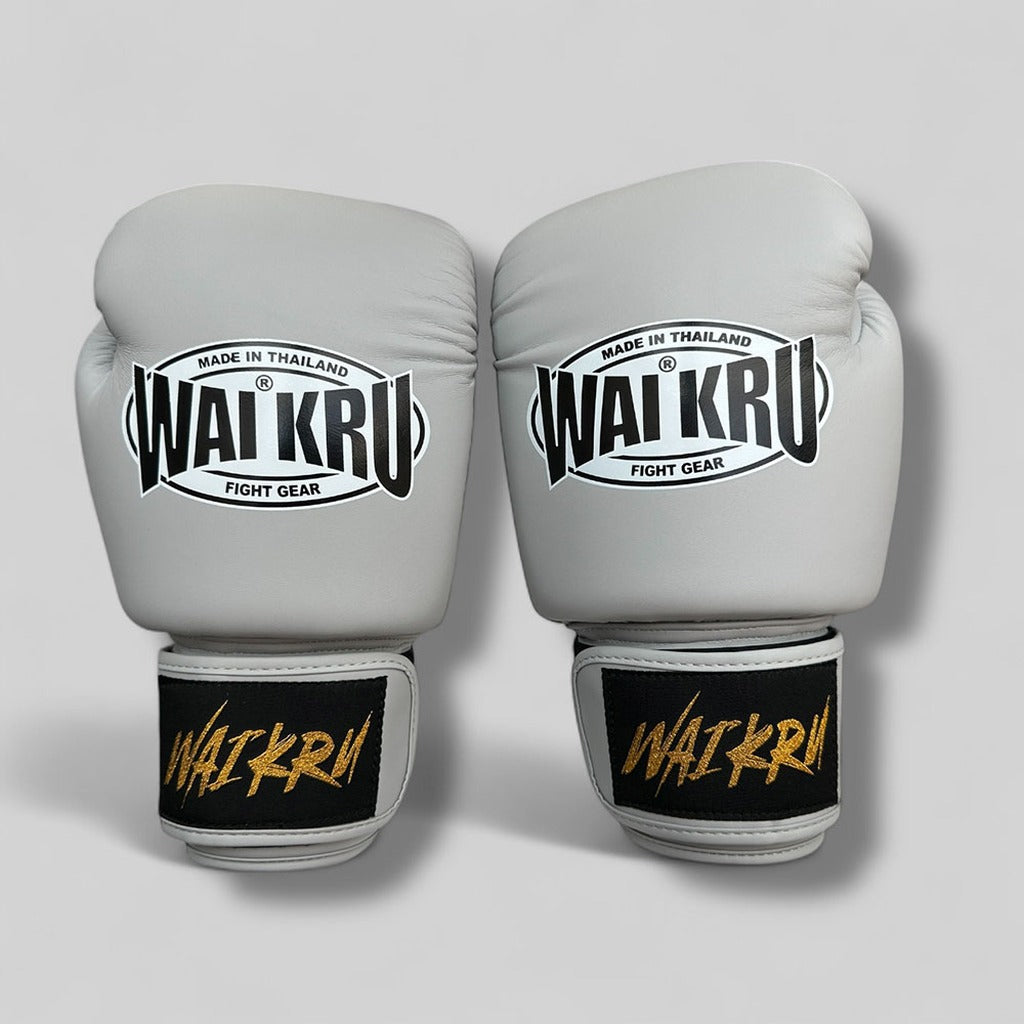 Wai Kru Boxhandschuhe BG-3 Semi Leather, grau