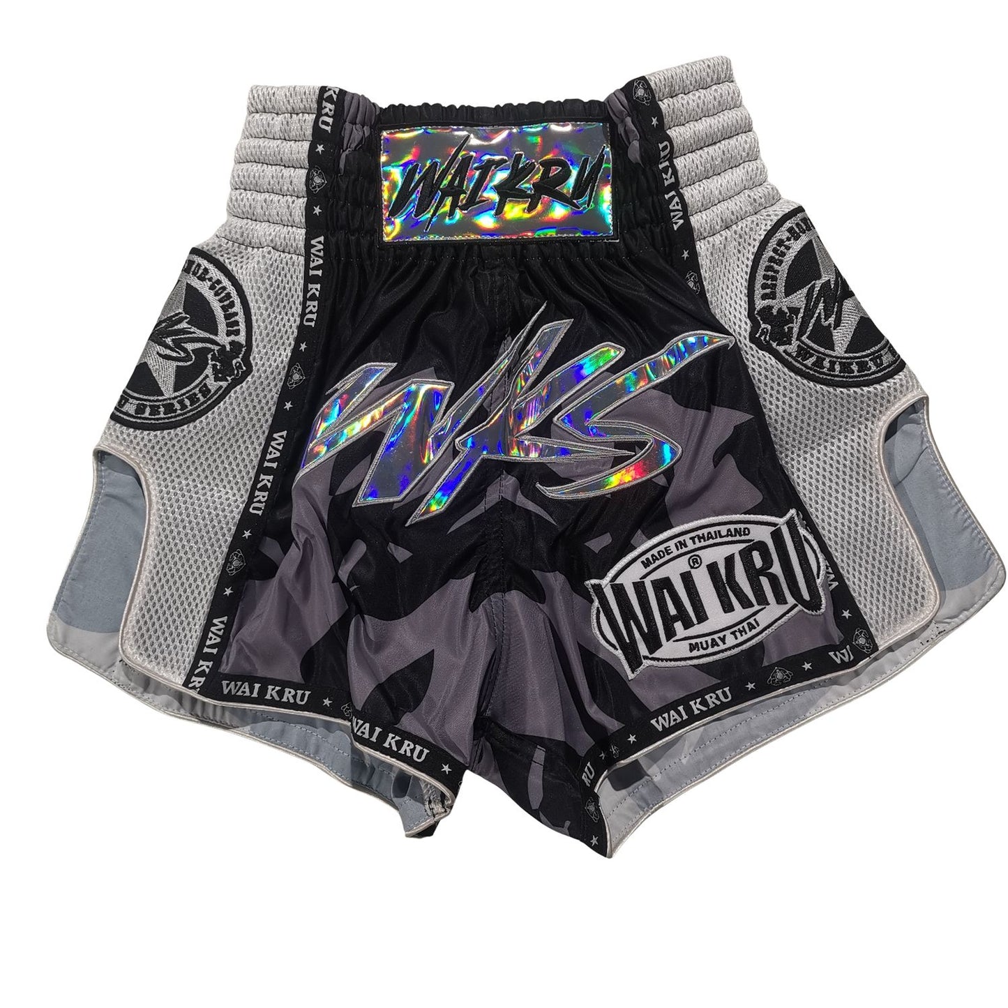 Wai Kru Muay Thai Shorts SUB-14, schwarz-weiss