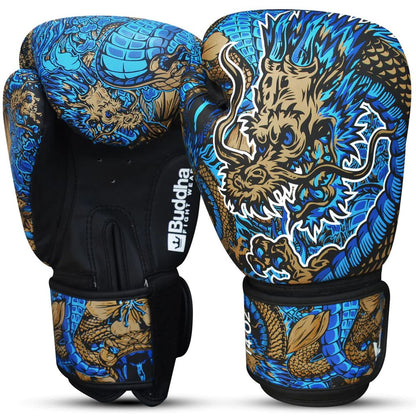 Buddha Fight Wear Boxhandschuhe Fantasy Dragon, blau