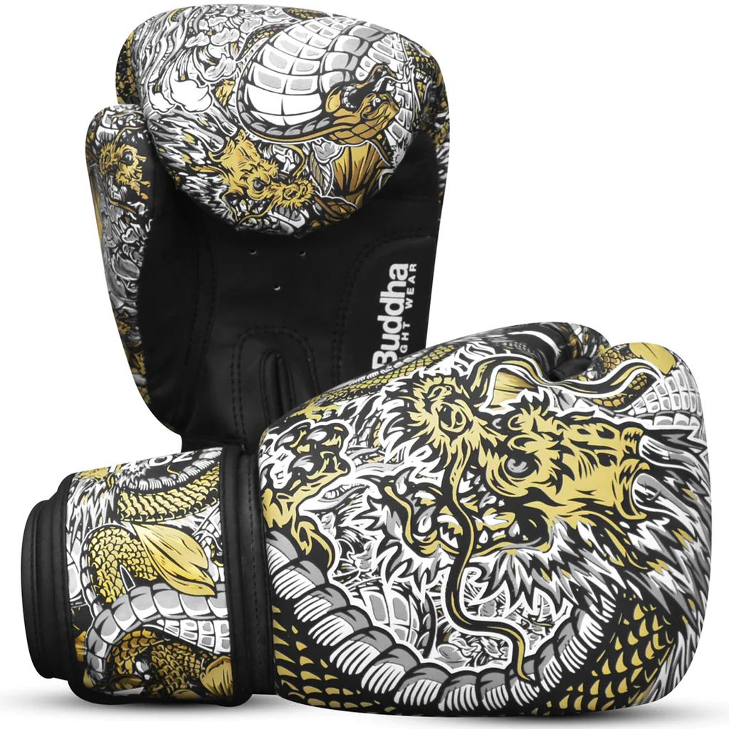 Buddha Fight Wear Boxhandschuhe Fantasy Dragon, weiss