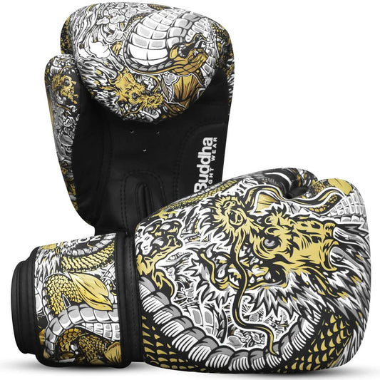 Buddha Fight Wear Boxhandschuhe Fantasy Dragon, weiss
