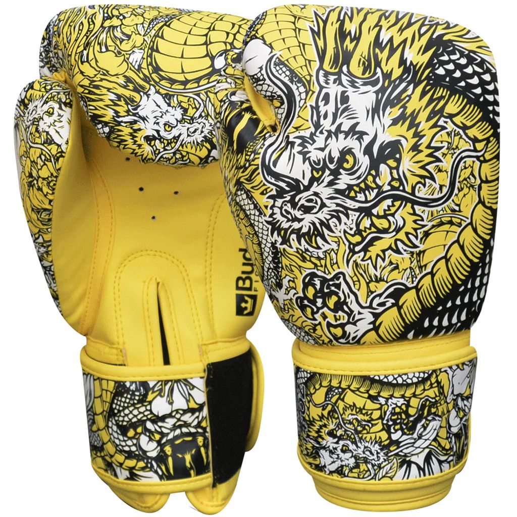 Buddha Fight Wear Boxhandschuhe Fantasy Dragon, gelb