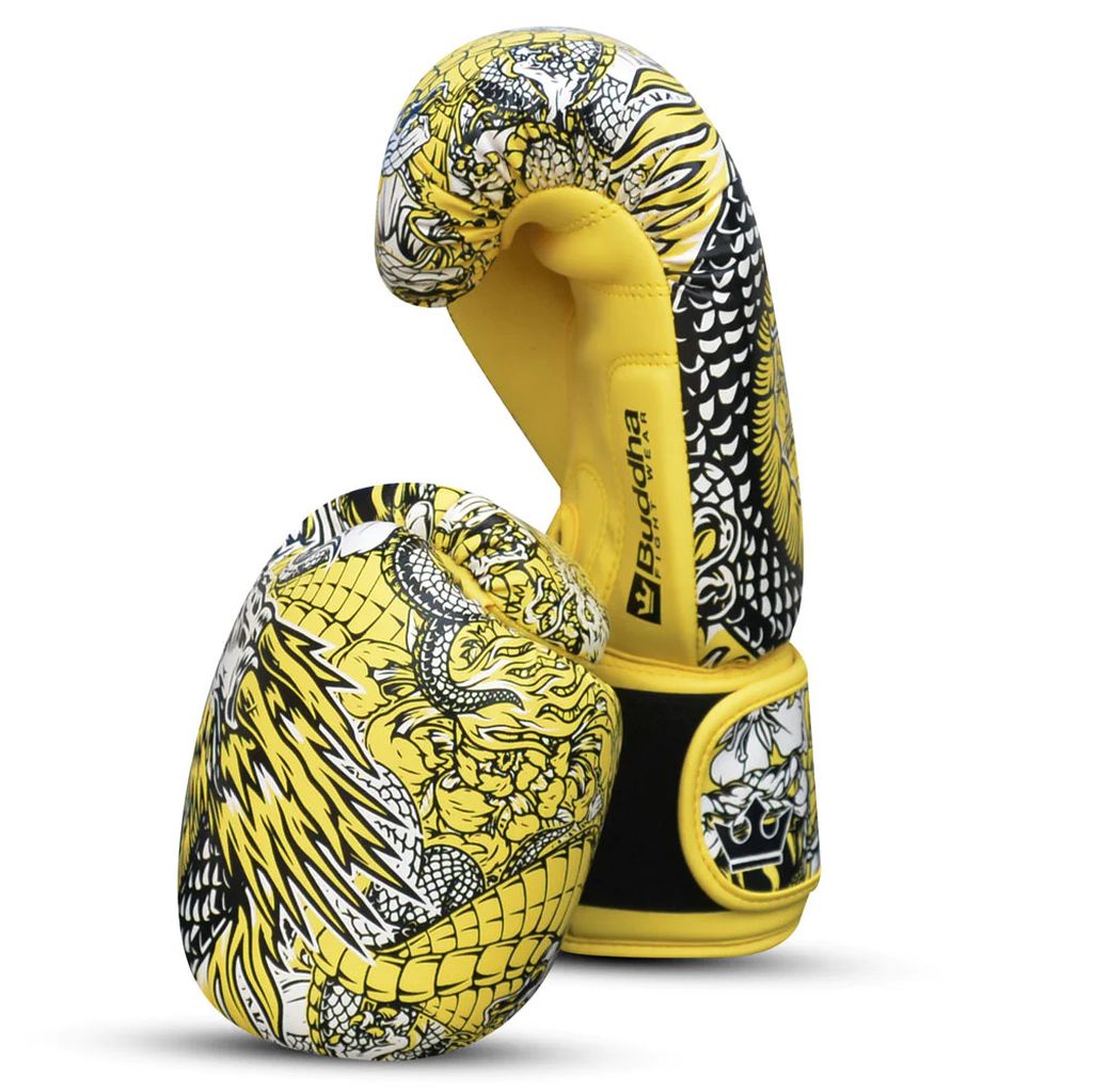 Buddha Fight Wear Boxhandschuhe Fantasy Dragon, gelb
