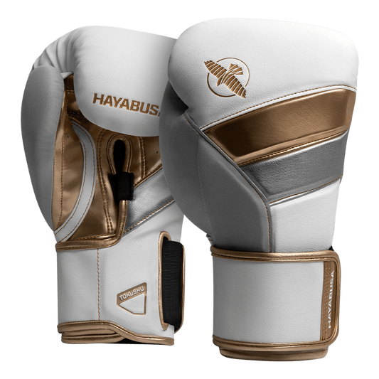 Hayabusa Boxhandschuhe T3, weiss-gold