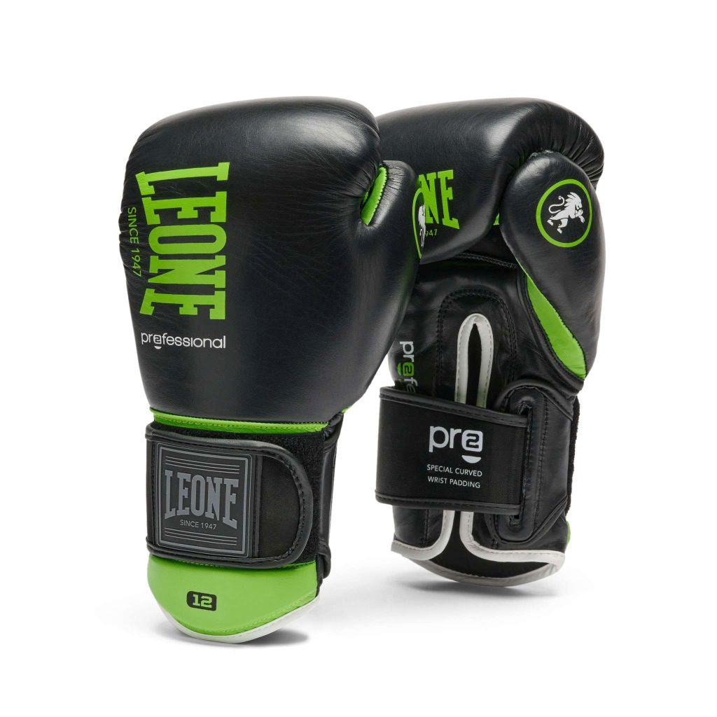 Leone 1947 Boxhandschuhe Professional 2 GN115, schwarz-gruen