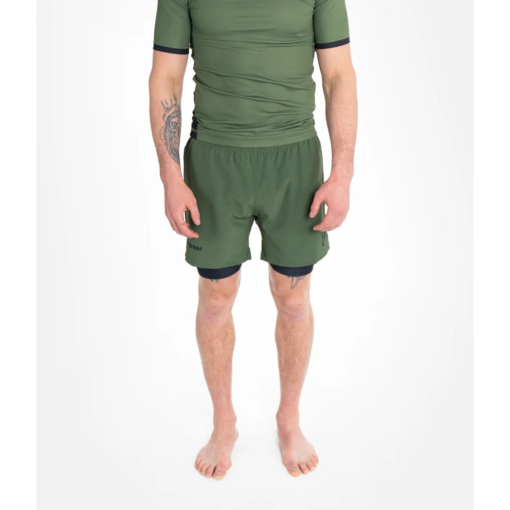 Progress Jiu Jitsu Fight Shorts Academy Plus Hybrid, grün