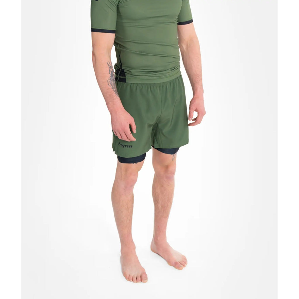 Progress Jiu Jitsu Fight Shorts Academy Plus Hybrid, grün
