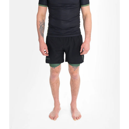 Progress Jiu Jitsu Fight Shorts Academy Plus Hybrid, schwarz-grün