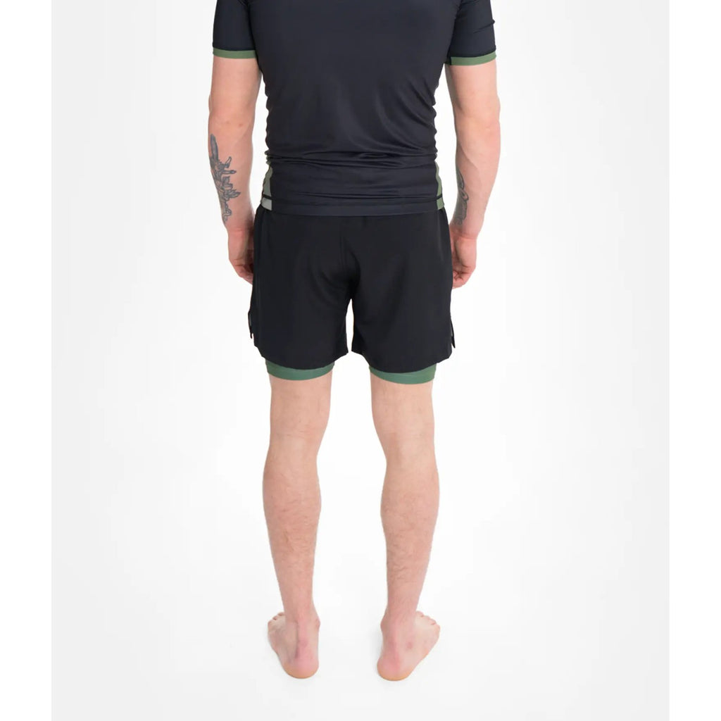 Progress Jiu Jitsu Fight Shorts Academy Plus Hybrid, schwarz-grün