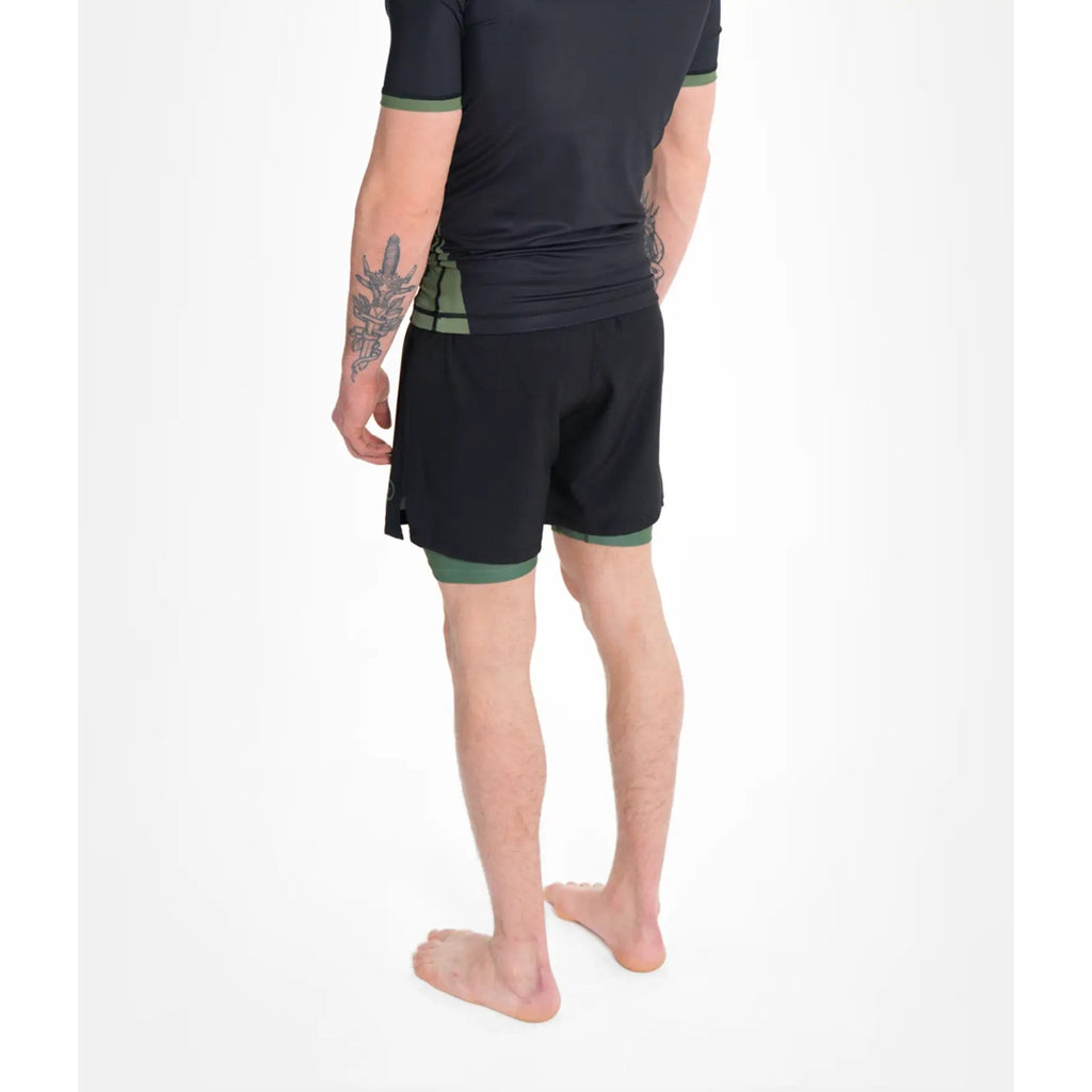Progress Jiu Jitsu Fight Shorts Academy Plus Hybrid, schwarz-grün