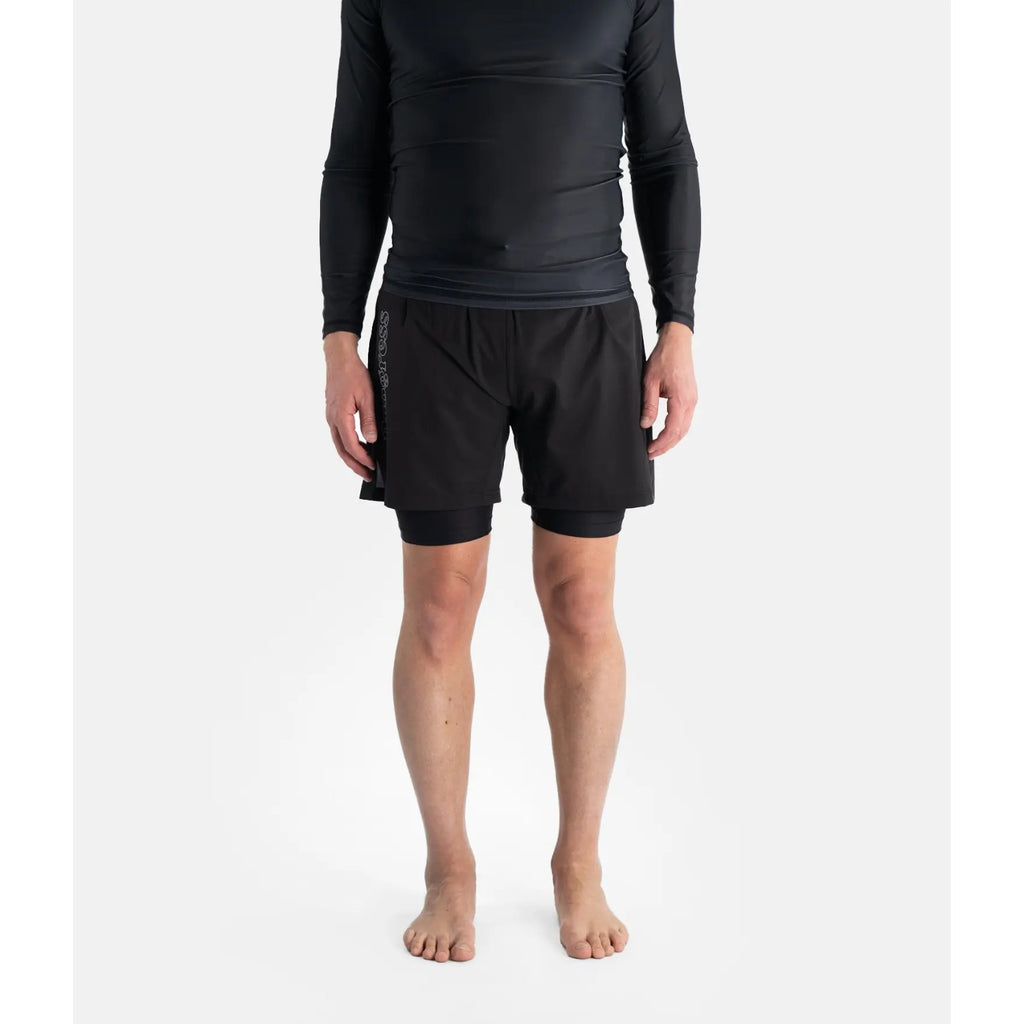 Progress Jiu Jitsu Fight Shorts Flex Hybrid, schwarz
