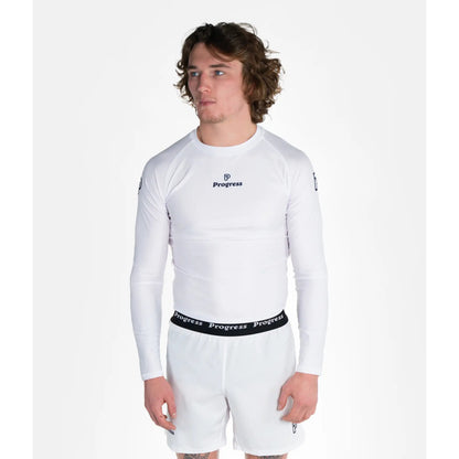 Progress Jiu Jitsu Rashguard LS Academy, weiss