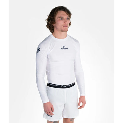 Progress Jiu Jitsu Rashguard LS Academy, weiss