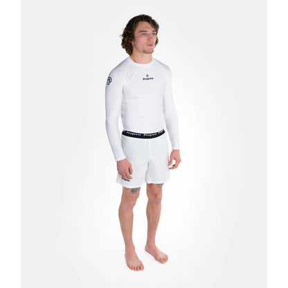 Progress Jiu Jitsu Rashguard LS Academy, weiss