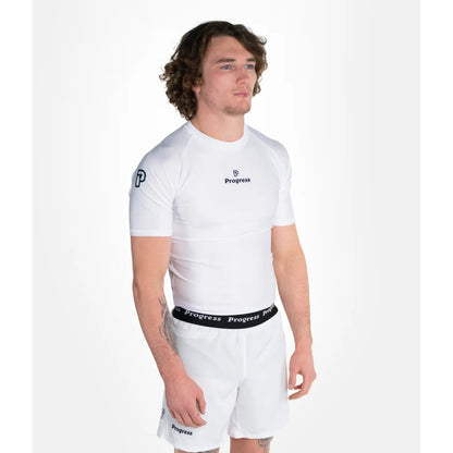 Progress Jiu Jitsu Rashguard SS Academy, weiss
