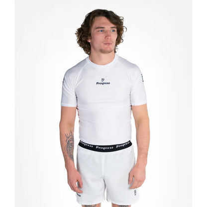 Progress Jiu Jitsu Rashguard SS Academy, weiss