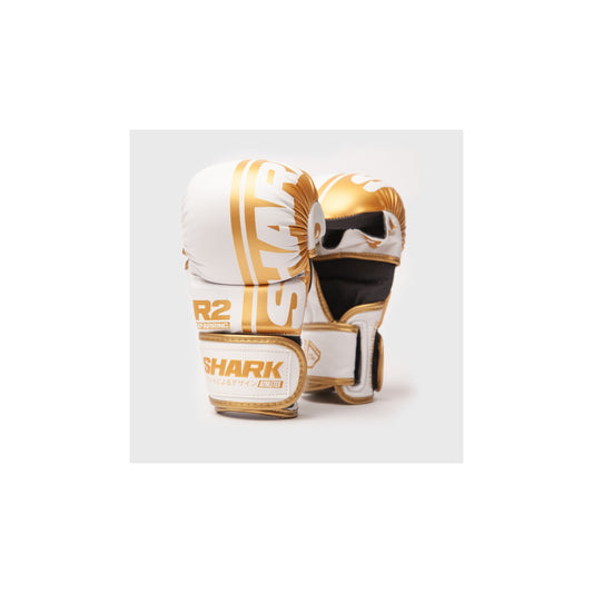 Shark Boxing MMA Sparring Handschuhe R2, weiss-gold