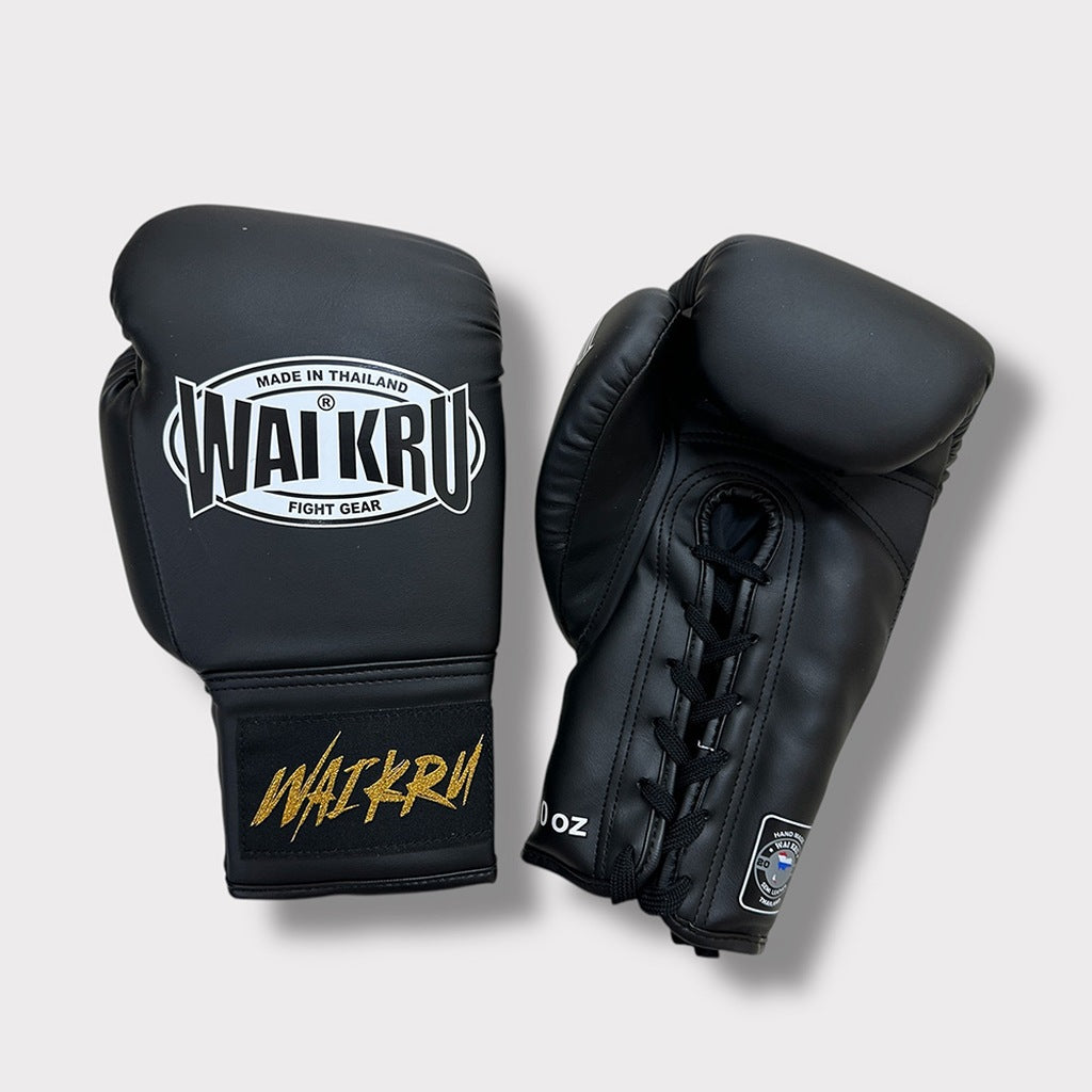 Wai Kru Boxhandschuhe Laces BGLU-1, schwarz