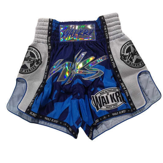 Wai Kru Muay Thai Shorts SUB-12, blau-weiss